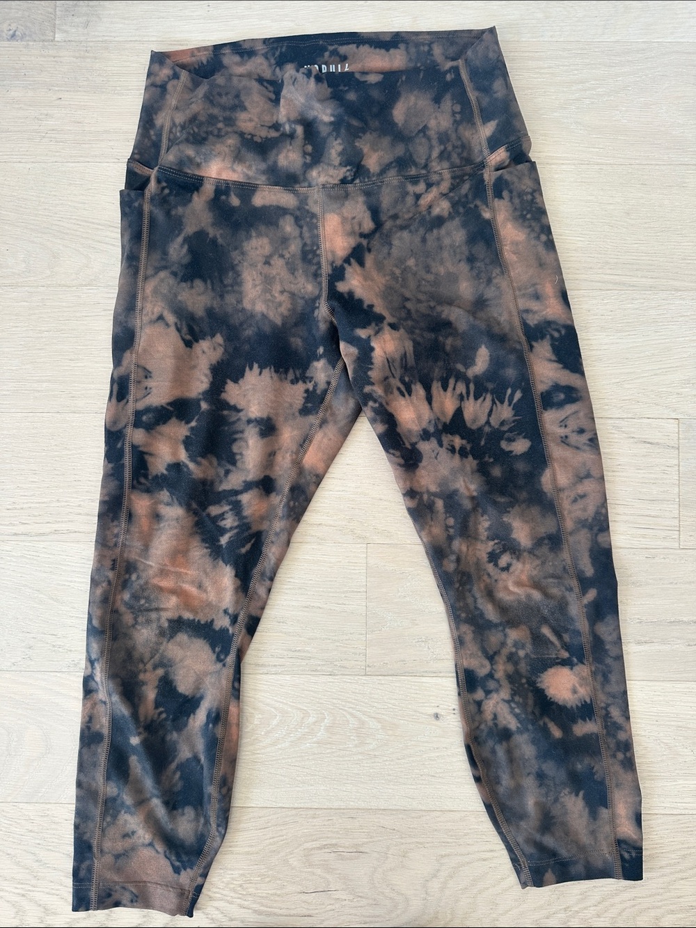 NOBULL Black and Brown Tie-Dye High-Rise Leggings size large pockets